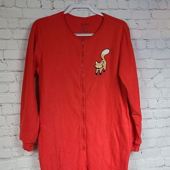 Nick & Nora Red Fox Fleece Footed Onesie Pajamas Women’s Cozy Winter Sleepwear - Picture 5 of 10